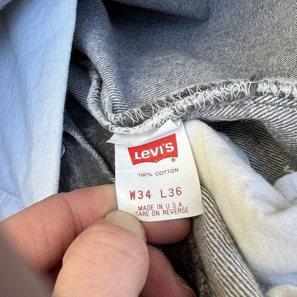 VTG 80s Levis 501 Jeans Mens 32 x 35 Dark Gray Made in USA Button Fly Denim - Picture 10 of 12